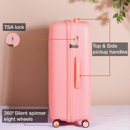 Nasher Miles The Line Hard-Sided Polypropylene Check-in Luggage Pink 28 inch |75 Trolley Bag