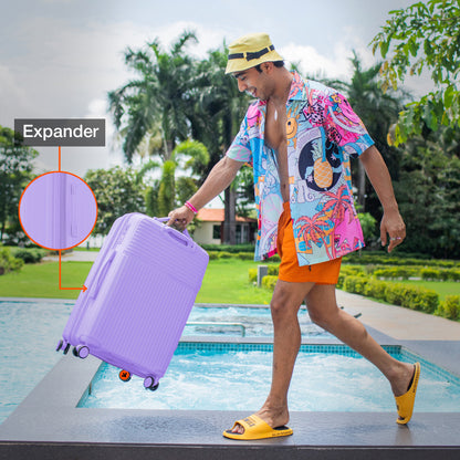 Nasher Miles Krabi Expander Hard-Sided Polypropylene Check-in Luggage Pastel Purple 24 inch |65 Trolley Bag