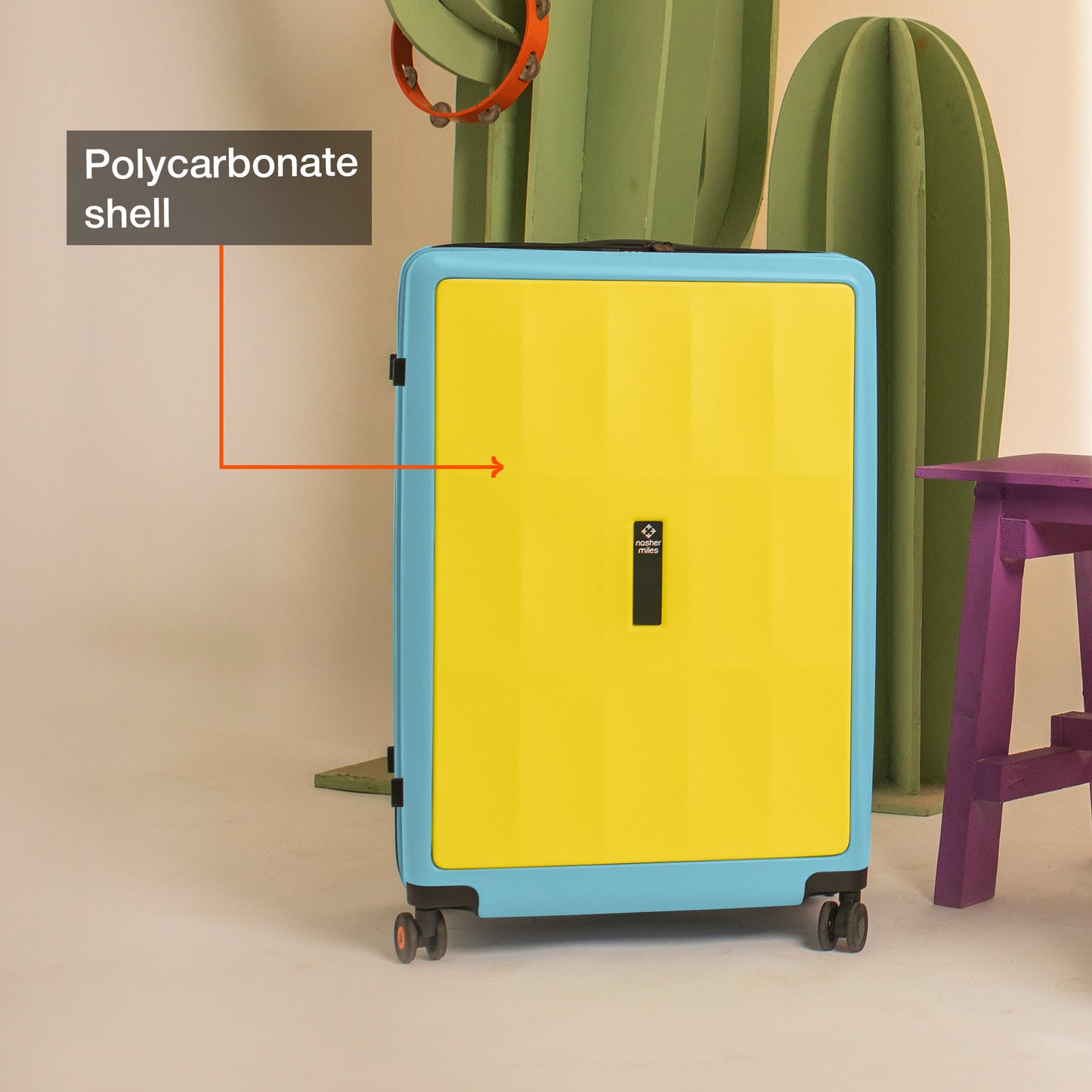 Nasher Miles Zanzibar TSA Lock Hard-Sided Polycarbonate Check-in Luggage Yellow Blue 28 inch |75 Trolley Bag| Suitcase