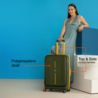 Nasher Miles Alexandria Hard-Sided Polypropylene TSA Lock Check-in Luggage 28 inch | 75cm | 8 Wheels Large Trolley Bag for Travel | Suitcase (Green Yellow)