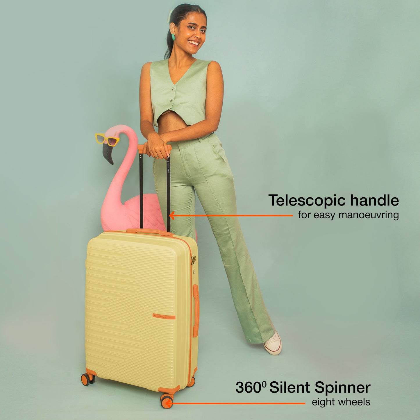 Nasher Miles Havelock TSA Lock and Anti-Theft Hard-Sided Polypropylene Check-in Luggage Cream 28 inch |75 Trolley Bag | Suitcase