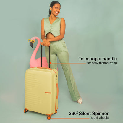 Nasher Miles Havelock TSA Lock and Anti-Theft Hard-Sided Polypropylene Check-in Luggage Cream 28 inch |75 Trolley Bag | Suitcase