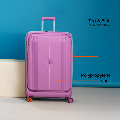 Nasher Miles Alexandria Hard-Sided Polypropylene TSA Lock Check-in Luggage 24 inch | 65cm | 8 Wheels Medium Trolley Bag for Travel | Suitcase (Purple Blue)