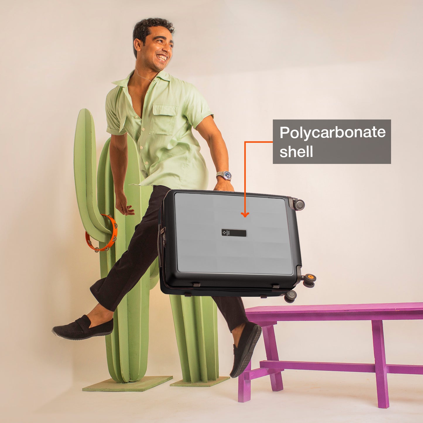 Nasher Miles Zanzibar TSA Lock Hard-Sided Polycarbonate Check-in Luggage Grey Black 28 inch |75 Trolley Bag| Suitcase