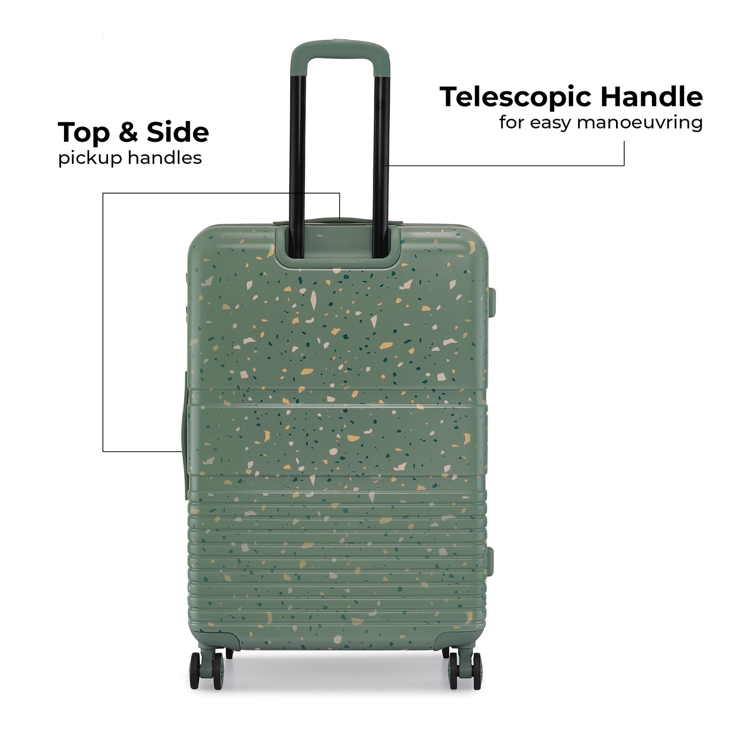 Nasher Miles Venice Hard-Sided Polycarbonate Check-in Terrazzo Printed Luggage 28 inch | 75cm | 8 Wheels Large Trolley Bag for Travel | Suitcase (Green)