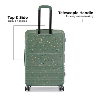 Nasher Miles Venice Hard-Sided Polycarbonate Check-in Terrazzo Printed Luggage 28 inch | 75cm | 8 Wheels Large Trolley Bag for Travel | Suitcase (Green)