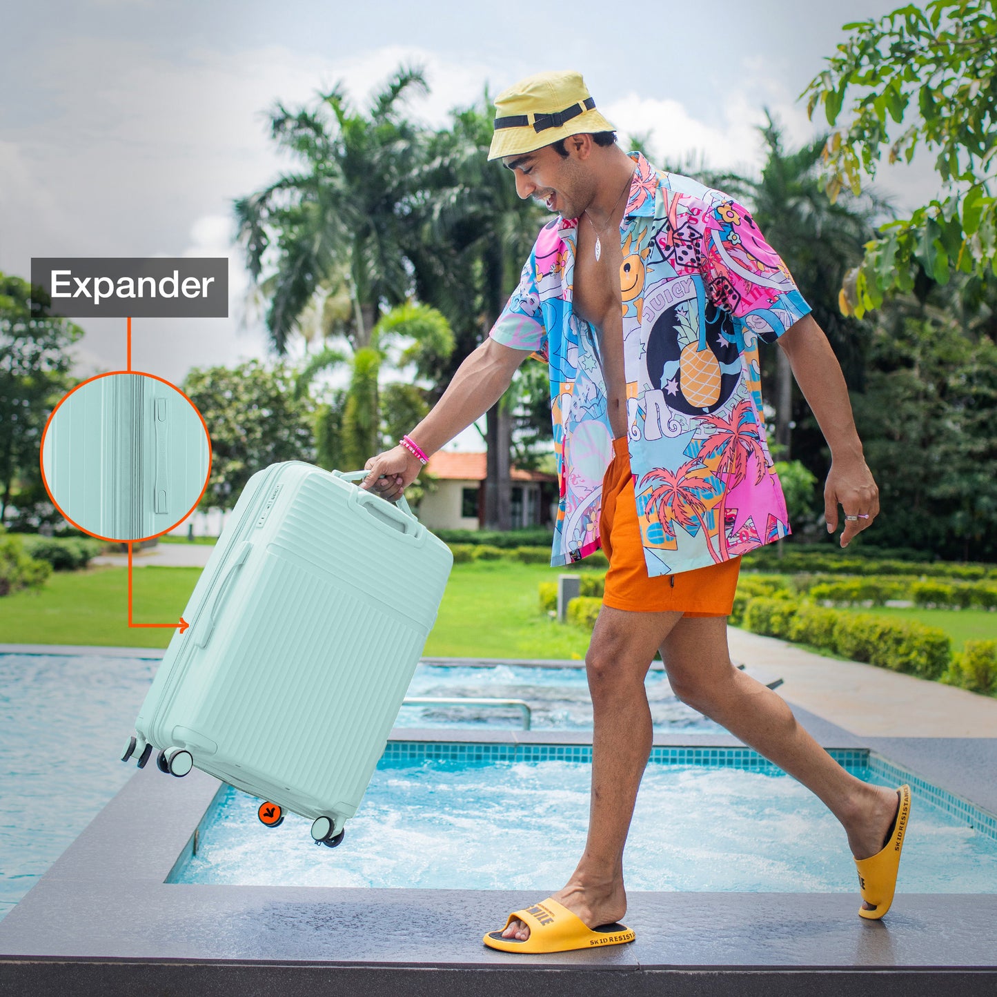 Nasher Miles Krabi Expander Hard-Sided Polypropylene Check-in Luggage Cool Mint 28 inch |75 Trolley Bag