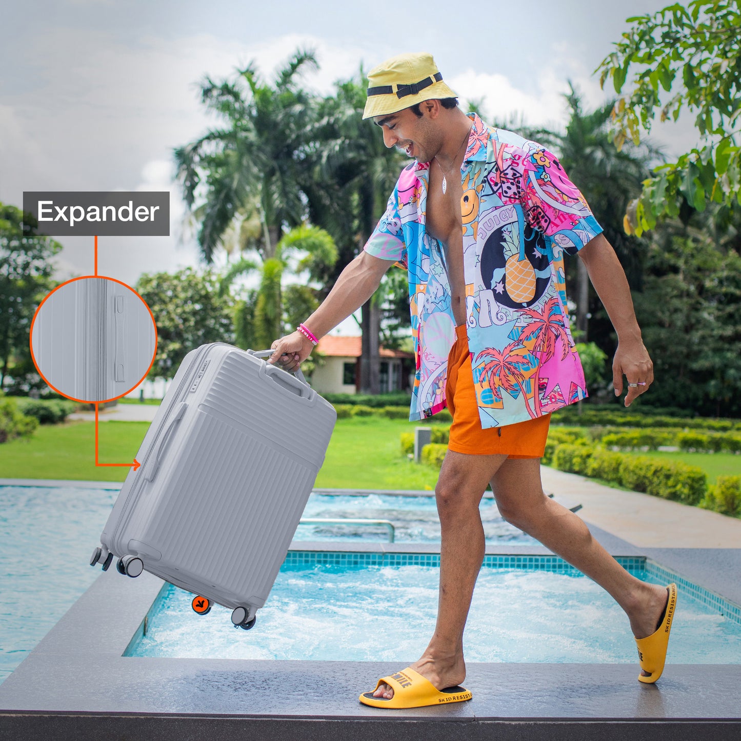 Nasher Miles Krabi Expander Hard-Sided Polypropylene Check-in Luggage Grey 28 inch |75 Trolley Bag