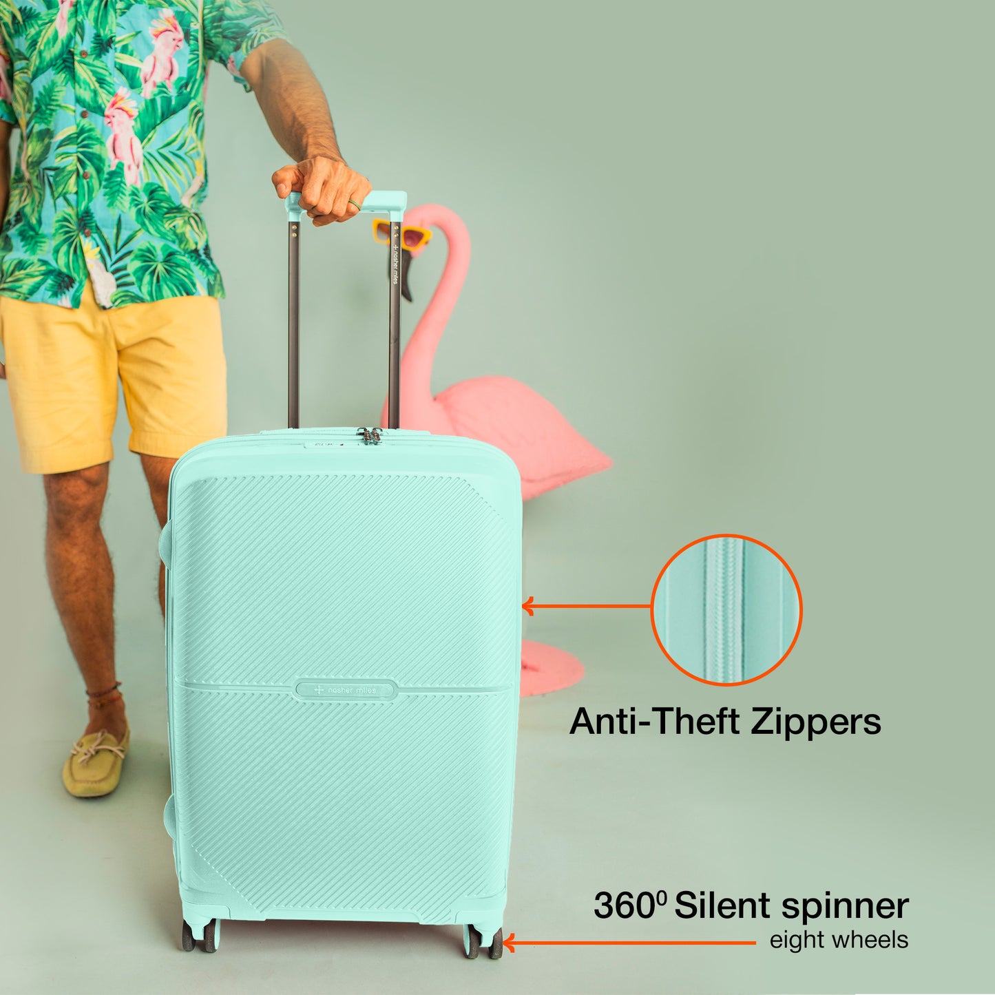 Nasher Miles Hawaii TSA Lock and Anti-Theft Hard-Sided Polypropylene Check-in Luggage Pastel Green 28 inch |75 Trolley Bag | Suitcase