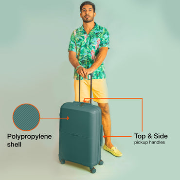 Nasher Miles Hawaii TSA Lock and Anti-Theft Hard-Sided Polypropylene Check-in Luggage Dark Green 24 inch |65 Trolley Bag | Suitcase