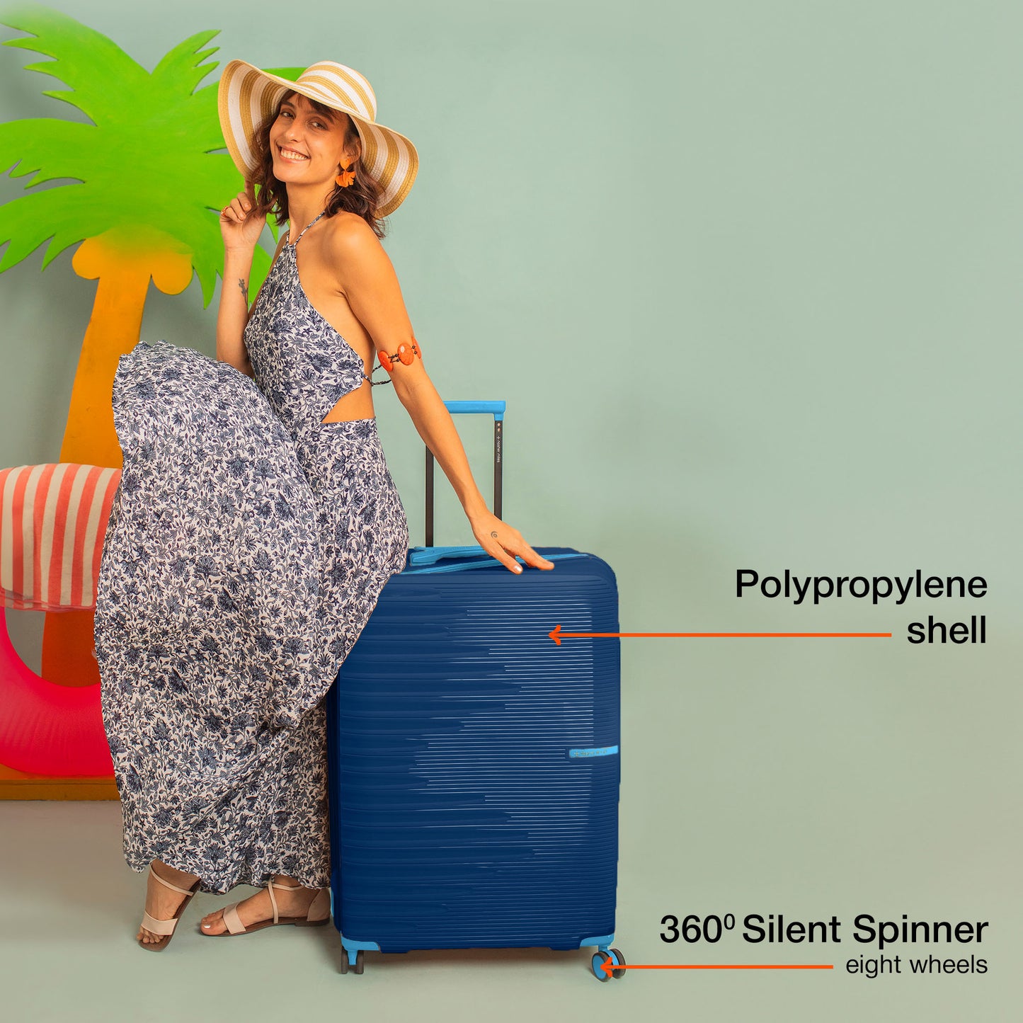 Nasher Miles Havelock TSA Lock and Anti-Theft Hard-Sided Polypropylene Check-in Luggage Blue 28 inch |75 Trolley Bag | Suitcase