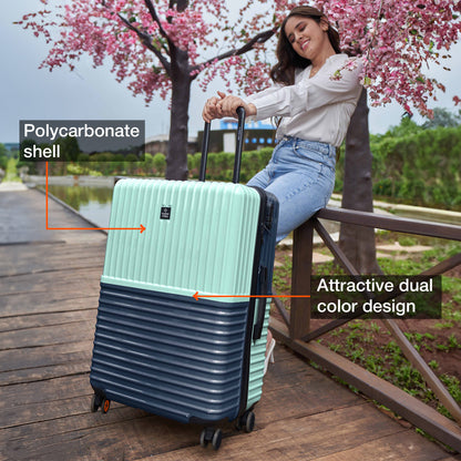 Nasher Miles Istanbul Hard-Sided ABS and PC Check-in Luggage 28 inch | 75cm | 8 Wheels Large Trolley Bag for Travel | Suitcase (Teal Dark Blue)