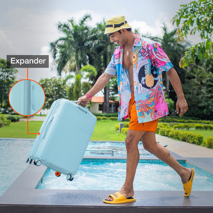 Nasher Miles Krabi Expander Hard-Sided Polypropylene Check-in Luggage Light Blue 28 inch |75 Trolley Bag