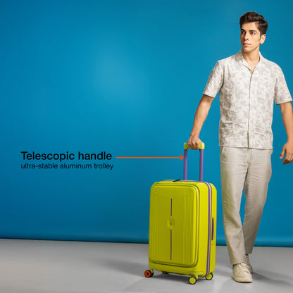 Nasher Miles Alexandria Hard-Sided Polypropylene TSA Lock Check-in Luggage 24 inch | 65cm | 8 Wheels Medium Trolley Bag for Travel | Suitcase (Green Purple)