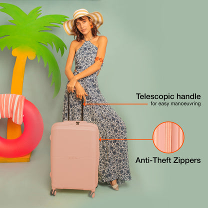 Nasher Miles Hawaii TSA Lock and Anti-Theft Hard-Sided Polypropylene Check-in Luggage Peach 24 inch |65 Trolley Bag | Suitcase