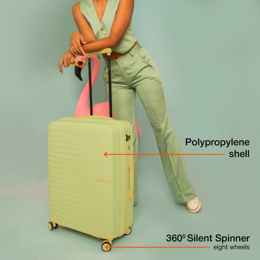 Nasher Miles Havelock TSA Lock and Anti-Theft Hard-Sided Polypropylene Check-in Luggage Green 24 inch |65 Trolley Bag | Suitcase