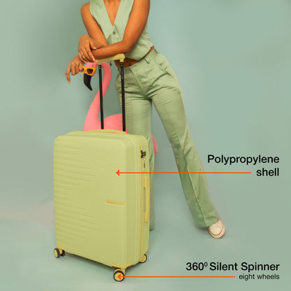 Nasher Miles Havelock TSA Lock and Anti-Theft Hard-Sided Polypropylene Check-in Luggage Green 24 inch |65 Trolley Bag | Suitcase