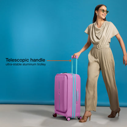 Nasher Miles Alexandria Hard-Sided Polypropylene TSA Lock Check-in Luggage 28 inch | 75cm | 8 Wheels Large Trolley Bag for Travel | Suitcase (Purple Blue)