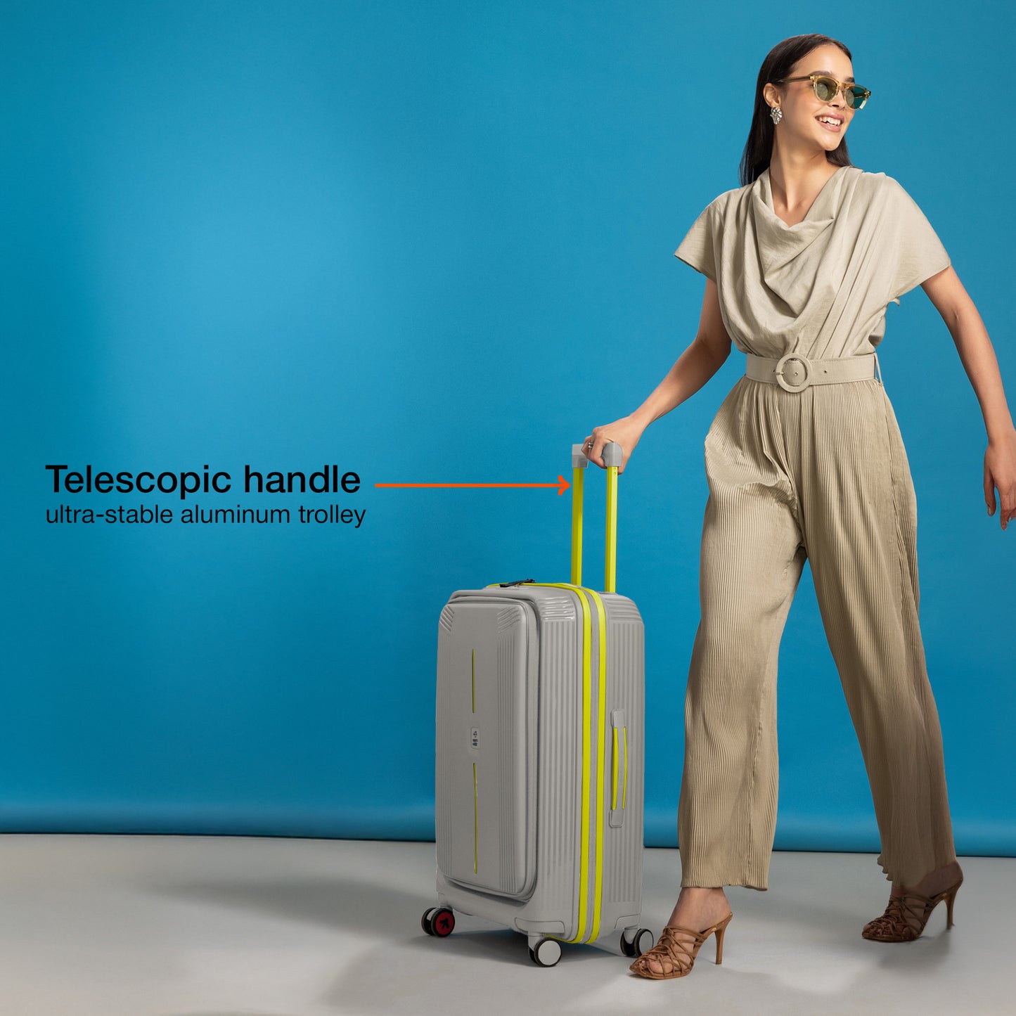 Nasher Miles Alexandria Hard-Sided Polypropylene TSA Lock Check-in Luggage 28 inch | 75cm | 8 Wheels Large Trolley Bag for Travel | Suitcase (Grey Green)