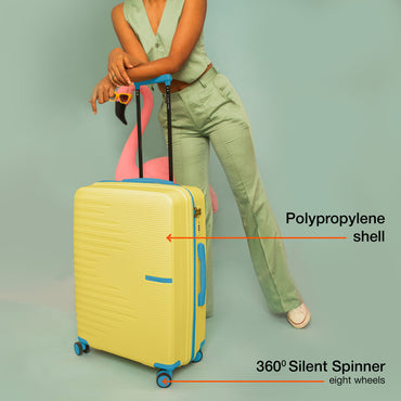 Nasher Miles Havelock TSA Lock and Anti-Theft Hard-Sided Polypropylene Check-in Luggage Yellow 28 inch |75 Trolley Bag | Suitcase