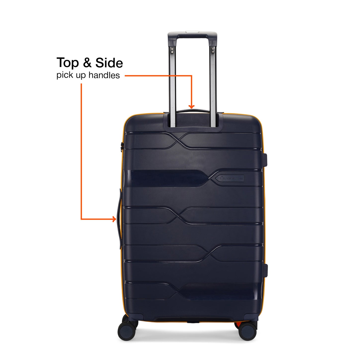 Nasher Miles Cannes Hard-sided Polypropylene Check-In Luggage Navy Blue Yellow 28 inch | 75 cm Large Trolley bag