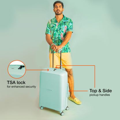 Nasher Miles Hawaii TSA Lock and Anti-Theft Hard-Sided Polypropylene Check-in Luggage Pastel Green 24 inch |65 Trolley Bag | Suitcase