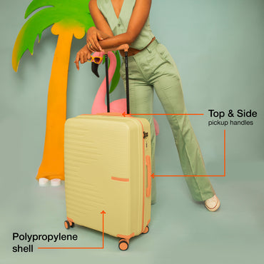 Nasher Miles Havelock TSA Lock and Anti-Theft Hard-Sided Polypropylene Check-in Luggage Cream 24 inch |65 Trolley Bag | Suitcase