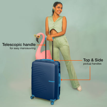 Nasher Miles Havelock TSA Lock and Anti-Theft Hard-Sided Polypropylene Check-in Luggage Blue 28 inch |75 Trolley Bag | Suitcase