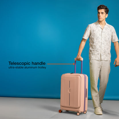 Nasher Miles Alexandria Hard-Sided Polypropylene TSA Lock Check-in Luggage 28 inch | 75cm | 8 Wheels Large Trolley Bag for Travel | Suitcase (Peach Grey)