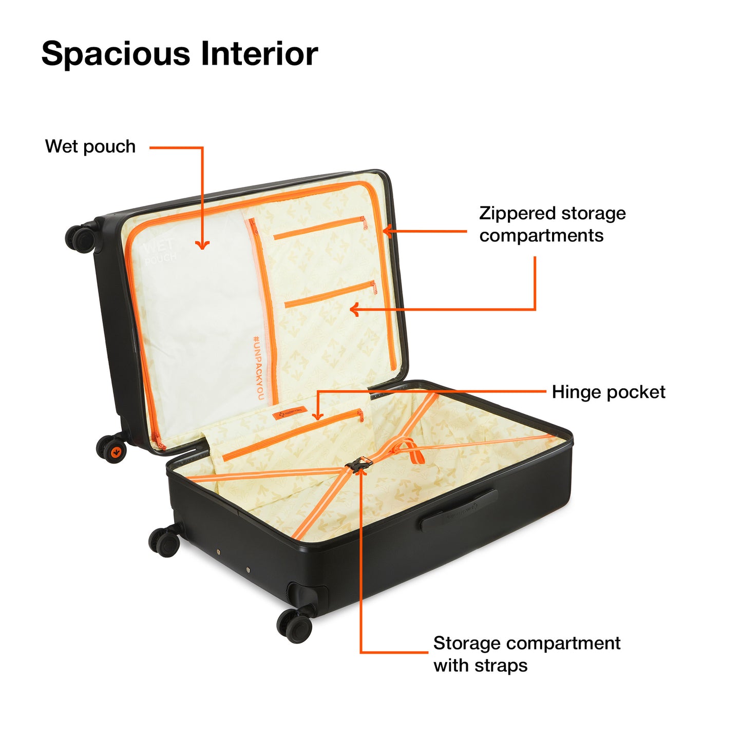 Nasher Miles Zanzibar TSA Lock Hard-Sided Polycarbonate Check-in Luggage Grey Black 28 inch |75 Trolley Bag| Suitcase