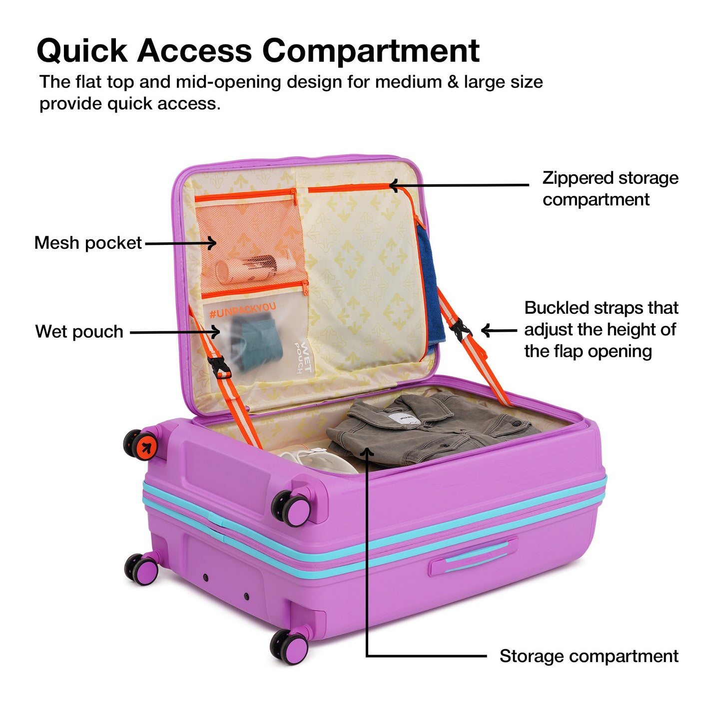 Nasher Miles Alexandria Hard-Sided Polypropylene TSA Lock Check-in Luggage 28 inch | 75cm | 8 Wheels Large Trolley Bag for Travel | Suitcase (Purple Blue)