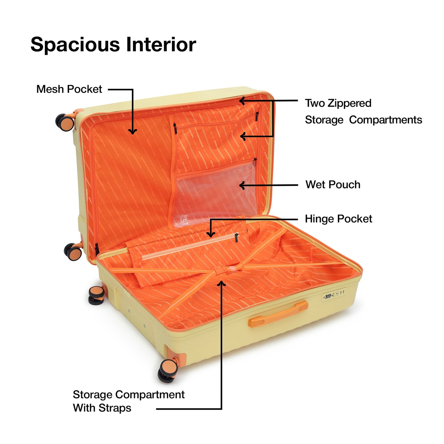 Nasher Miles Havelock TSA Lock and Anti-Theft Hard-Sided Polypropylene Check-in Luggage Cream 28 inch |75 Trolley Bag | Suitcase