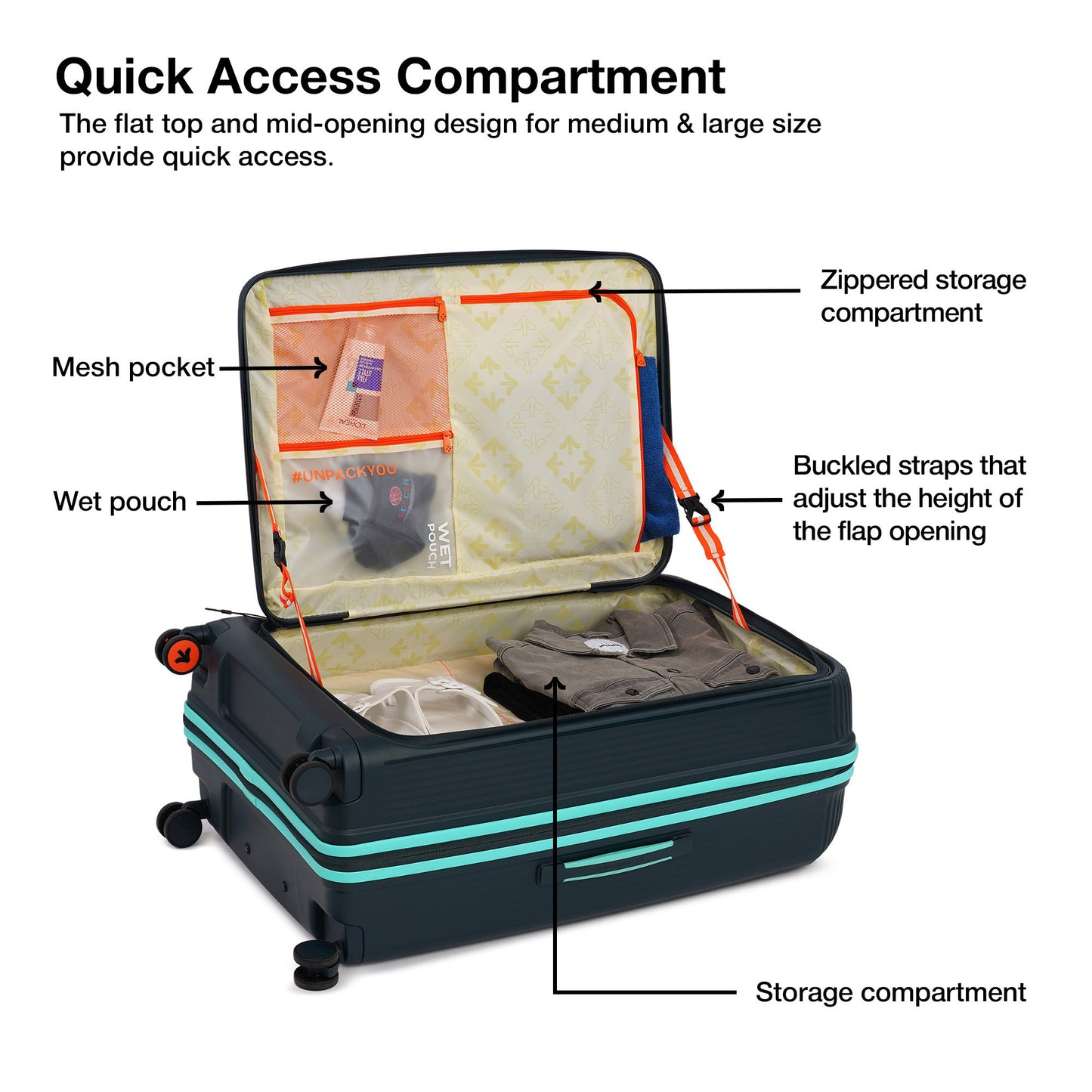 Nasher Miles Alexandria Hard-Sided Polypropylene TSA Lock Check-in Luggage 28 inch | 75cm | 8 Wheels Large Trolley Bag for Travel | Suitcase (Grey Teal)