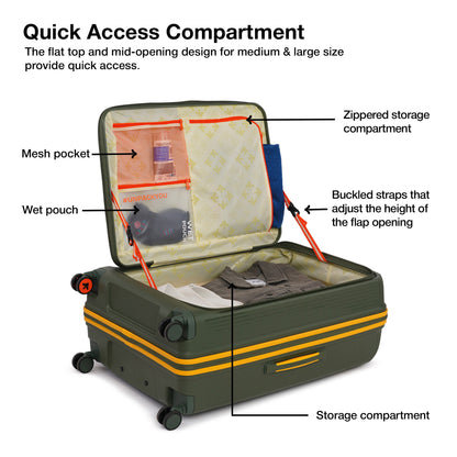 Nasher Miles Alexandria Hard-Sided Polypropylene TSA Lock Check-in Luggage 28 inch | 75cm | 8 Wheels Large Trolley Bag for Travel | Suitcase (Green Yellow)