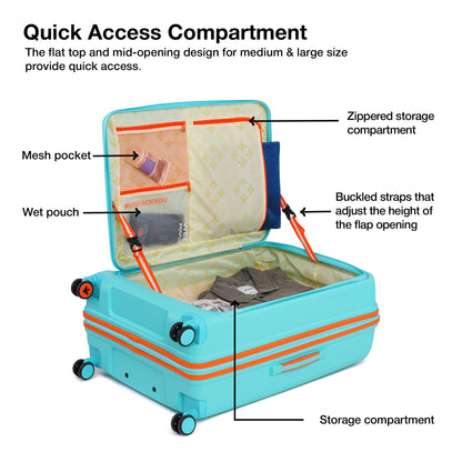 Nasher Miles Alexandria Hard-Sided Polypropylene TSA Lock Check-in Luggage 28 inch | 75cm | 8 Wheels Large Trolley Bag for Travel | Suitcase (Teal Peach)