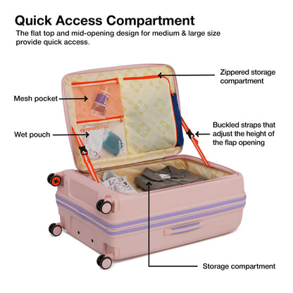 Nasher Miles Alexandria Hard-Sided Polypropylene TSA Lock Check-in Luggage 28 inch | 75cm | 8 Wheels Large Trolley Bag for Travel | Suitcase (Peach Grey)