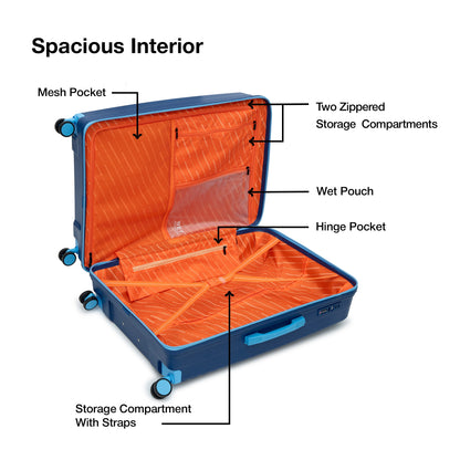 Nasher Miles Havelock TSA Lock and Anti-Theft Hard-Sided Polypropylene Check-in Luggage Blue 28 inch |75 Trolley Bag | Suitcase