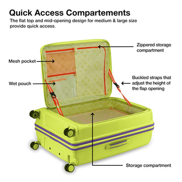 Nasher Miles Alexandria Hard-Sided Polypropylene TSA Lock Check-in Luggage 28 inch | 75cm | 8 Wheels Large Trolley Bag for Travel | Suitcase (Green Purple)