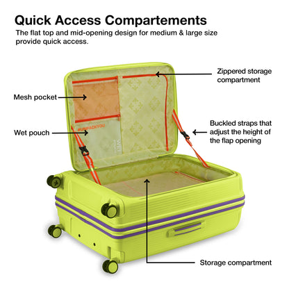 Nasher Miles Alexandria Hard-Sided Polypropylene TSA Lock Check-in Luggage 28 inch | 75cm | 8 Wheels Large Trolley Bag for Travel | Suitcase (Green Purple)