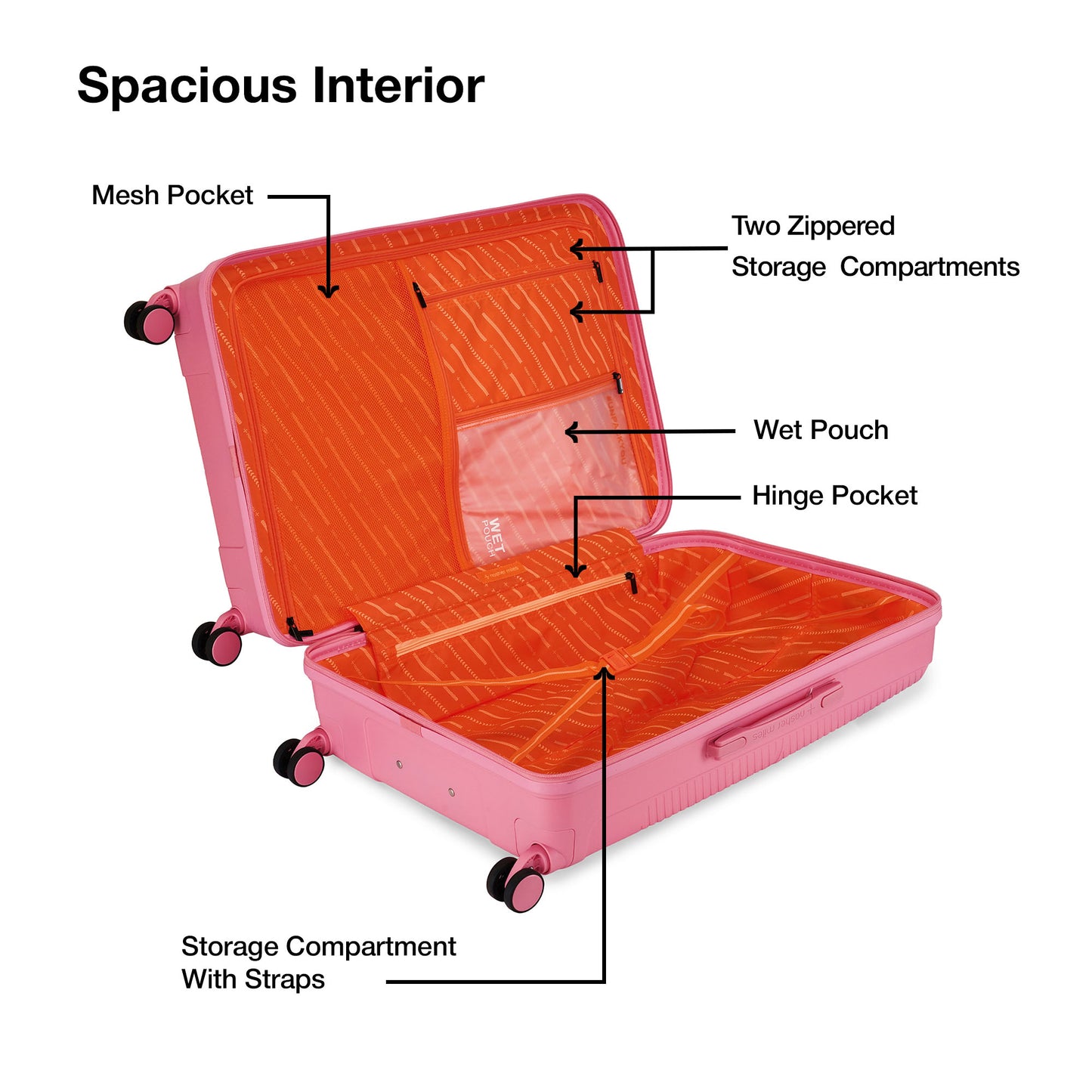 Nasher Miles Hawaii TSA Lock and Anti-Theft Hard-Sided Polypropylene Check-in Luggage Pink 28 inch |75 Trolley Bag | Suitcase