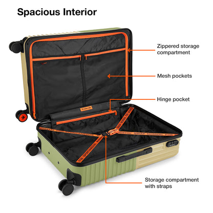 Nasher Miles Istanbul Hard-Sided ABS and PC Check-in Luggage 24 inch | 65cm | 8 Wheels Medium Trolley Bag for Travel | Suitcase (Green Yellow)