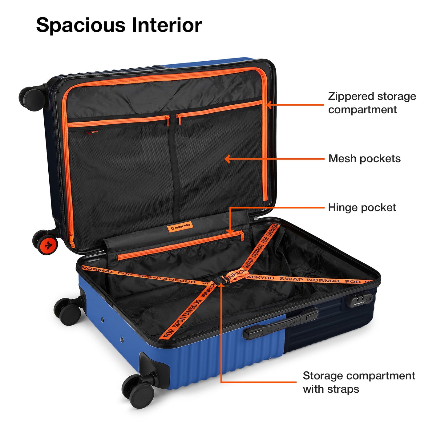 Nasher Miles Istanbul Hard-Sided ABS and PC Check-in Luggage 28 inch | 75cm | 8 Wheels Large Trolley Bag for Travel | Suitcase (Dark Blue)