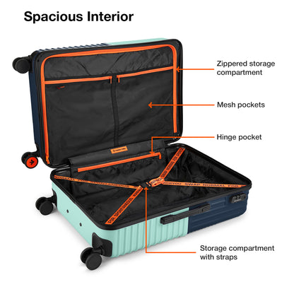 Nasher Miles Istanbul Hard-Sided ABS and PC Check-in Luggage 28 inch | 75cm | 8 Wheels Large Trolley Bag for Travel | Suitcase (Teal Dark Blue)