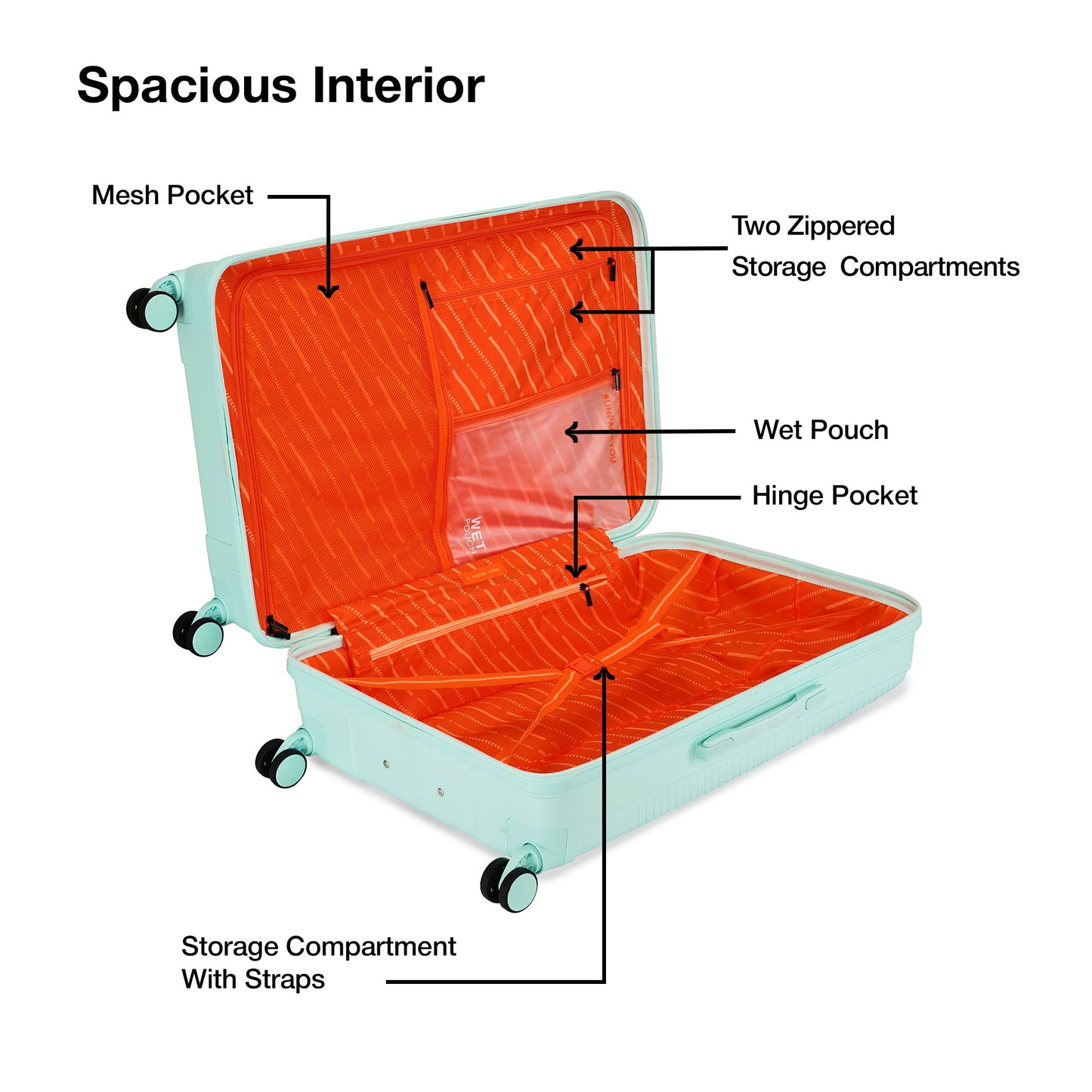 Nasher Miles Hawaii TSA Lock and Anti-Theft Hard-Sided Polypropylene Check-in Luggage Pastel Green 28 inch |75 Trolley Bag | Suitcase