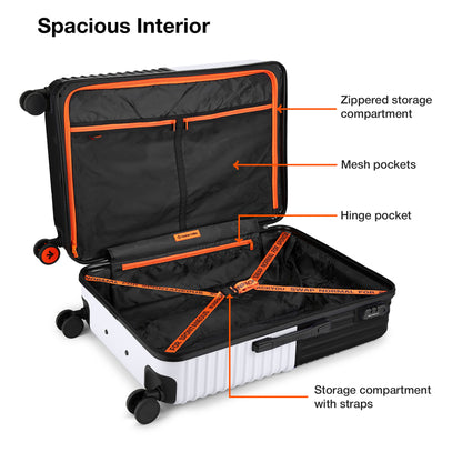 Nasher Miles Istanbul Hard-Sided ABS and PC Check-in Luggage 28 inch | 75cm | 8 Wheels Large Trolley Bag for Travel | Suitcase (Black White)