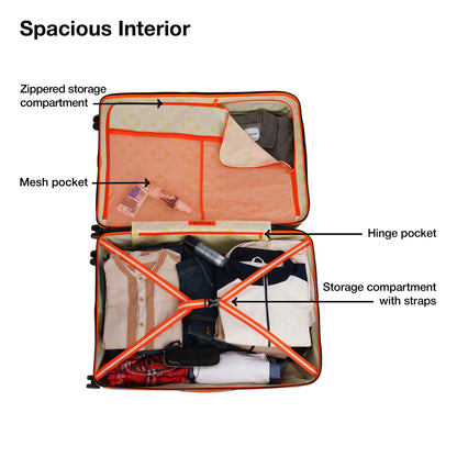 Nasher Miles Alexandria Hard-Sided Polypropylene TSA Lock Check-in Luggage 28 inch | 75cm | 8 Wheels Large Trolley Bag for Travel | Suitcase (Black Orange)