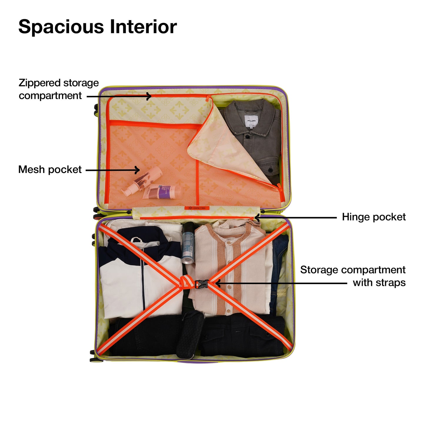 Nasher Miles Alexandria Hard-Sided Polypropylene TSA Lock Check-in Luggage 28 inch | 75cm | 8 Wheels Large Trolley Bag for Travel | Suitcase (Green Purple)