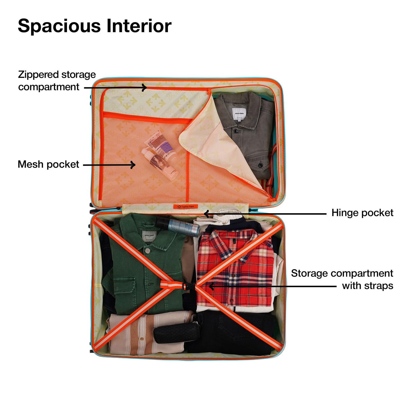 Nasher Miles Alexandria Hard-Sided Polypropylene TSA Lock Check-in Luggage 28 inch | 75cm | 8 Wheels Large Trolley Bag for Travel | Suitcase (Teal Peach)