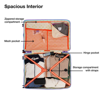 Nasher Miles Alexandria Hard-Sided Polypropylene TSA Lock Check-in Luggage 28 inch | 75cm | 8 Wheels Large Trolley Bag for Travel | Suitcase (Purple Blue)