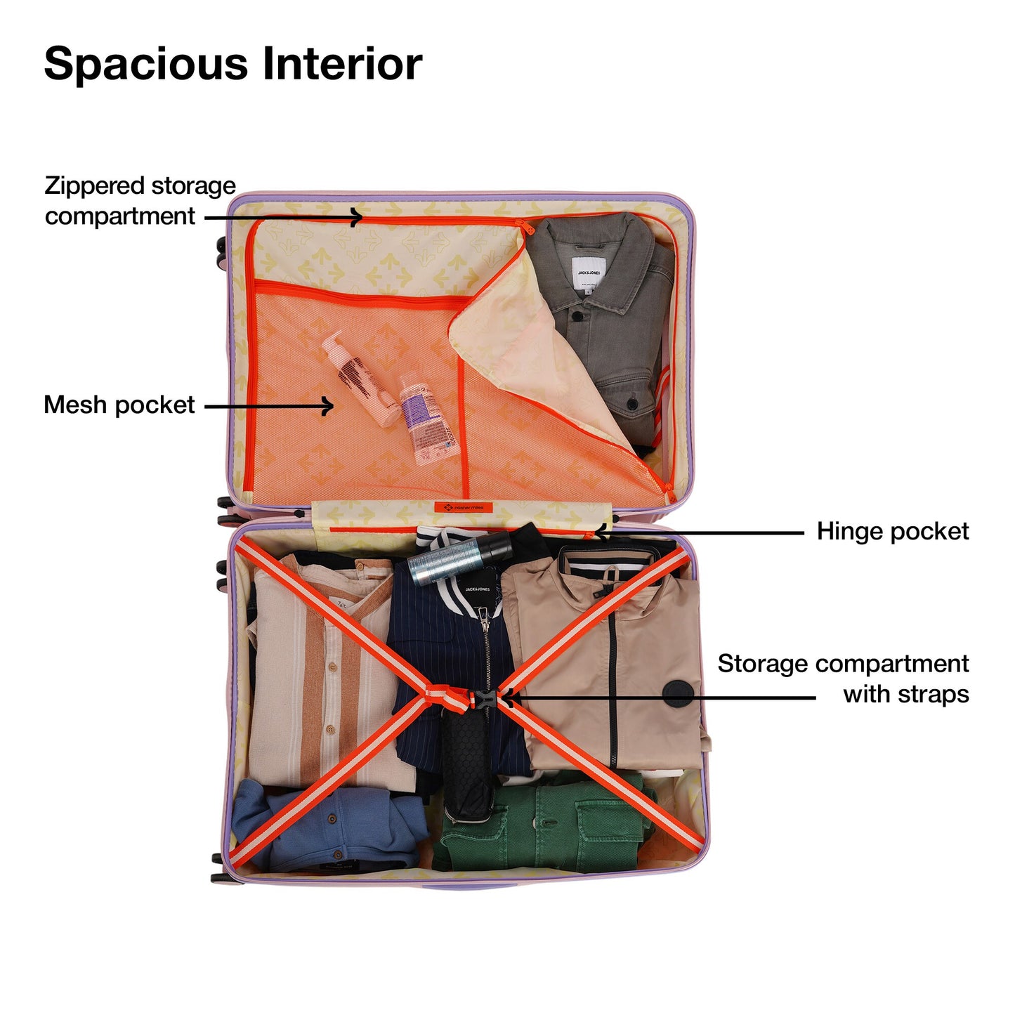 Nasher Miles Alexandria Hard-Sided Polypropylene TSA Lock Check-in Luggage 28 inch | 75cm | 8 Wheels Large Trolley Bag for Travel | Suitcase (Peach Grey)